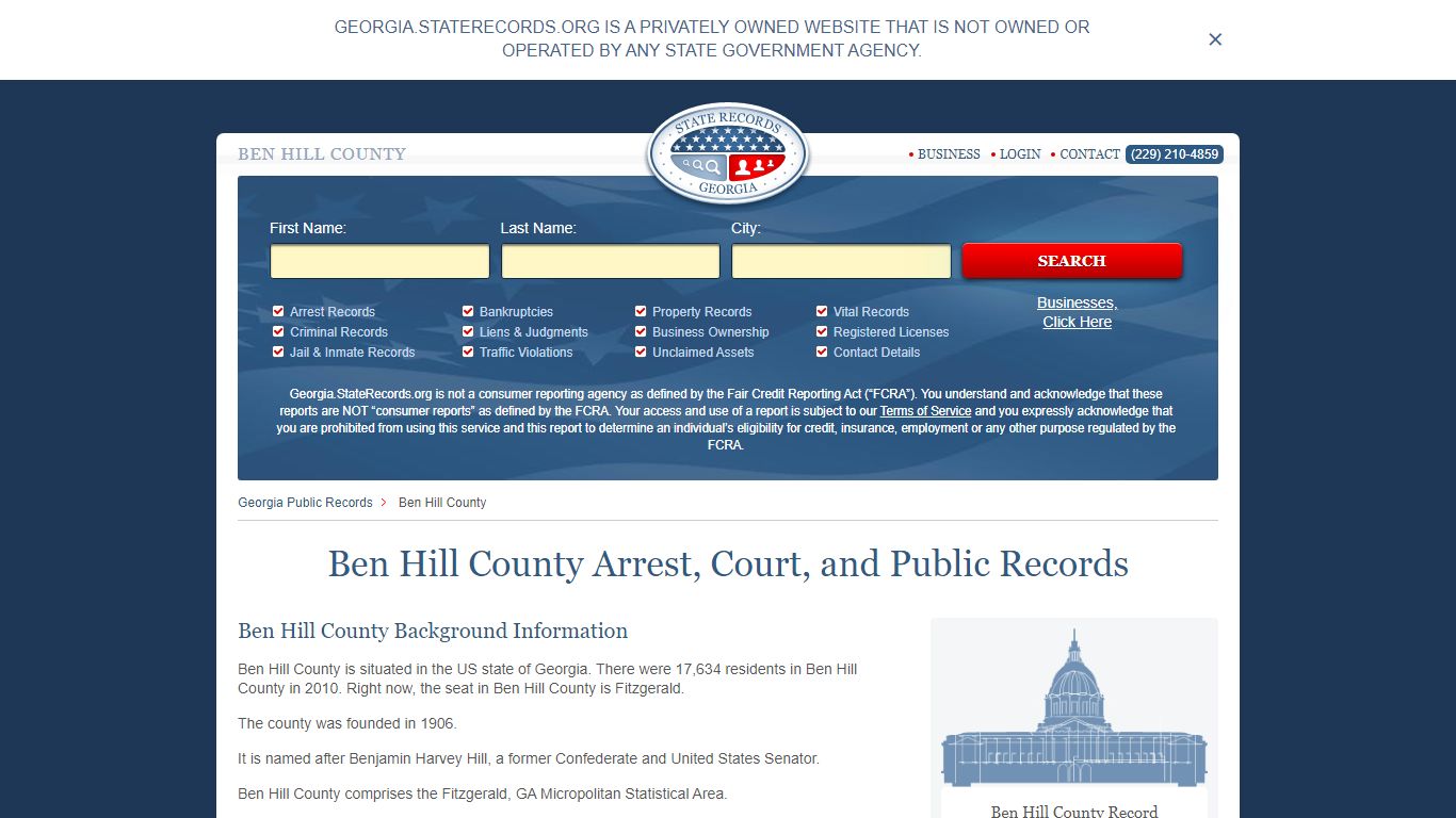 Ben Hill County Arrest, Court, and Public Records