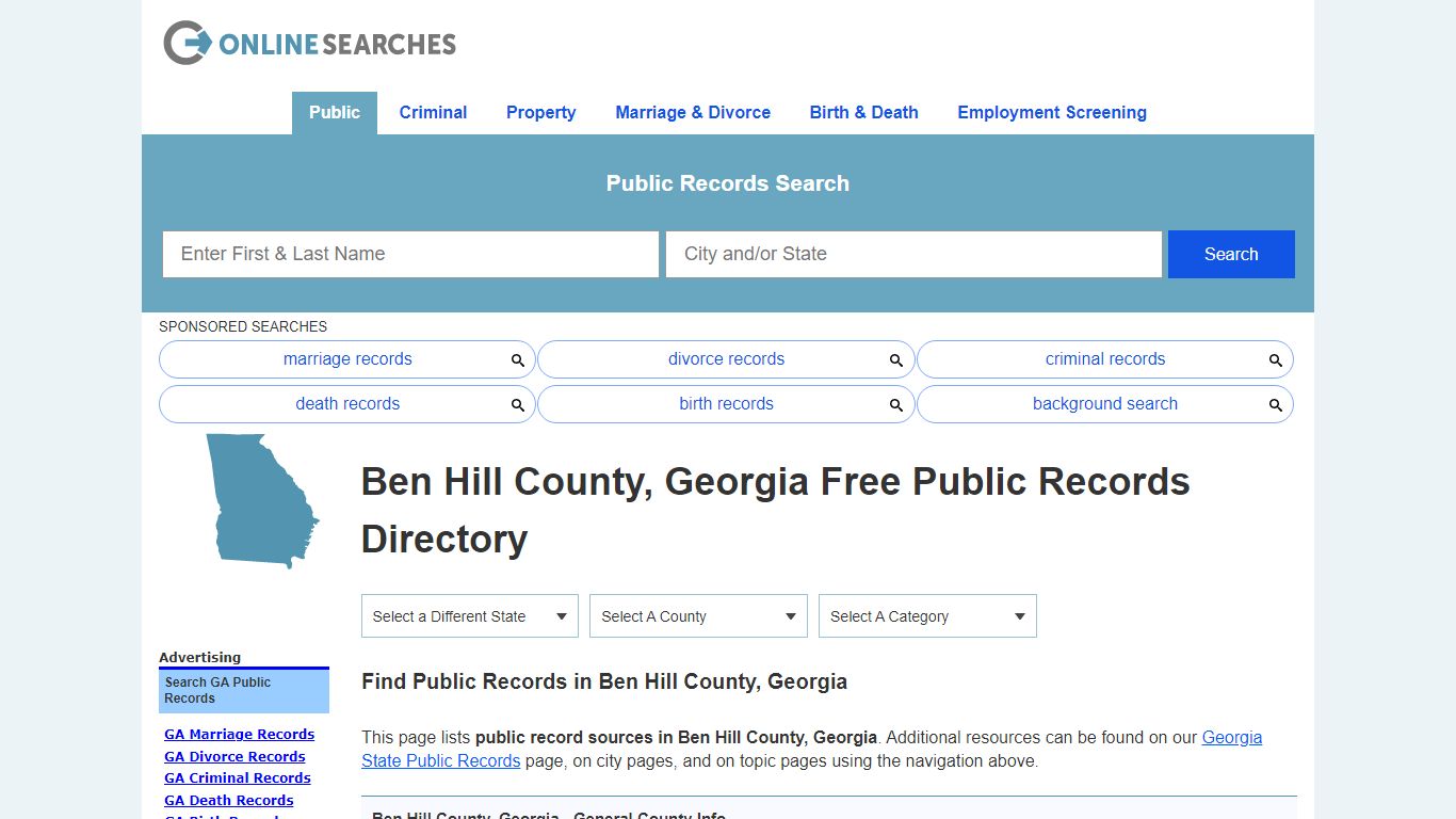 Ben Hill County, Georgia Public Records Directory