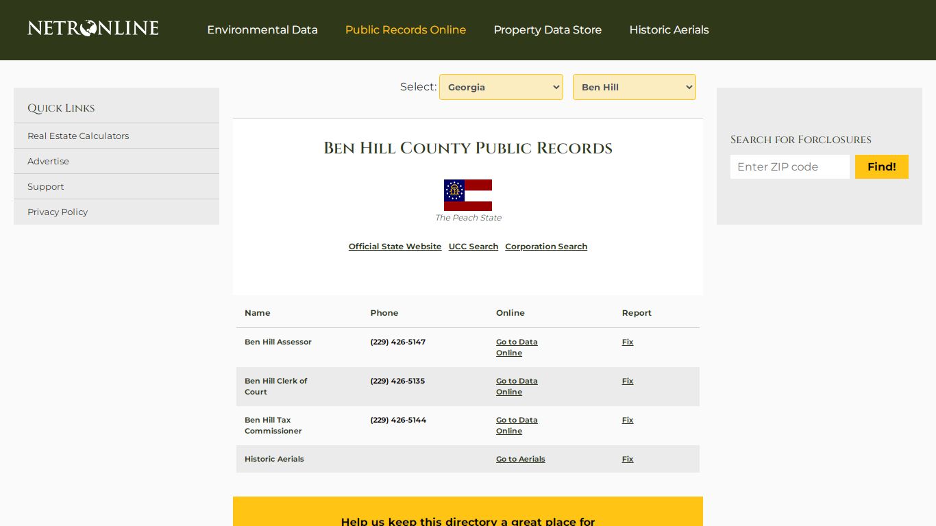 Ben Hill County Public Records - NETROnline.com